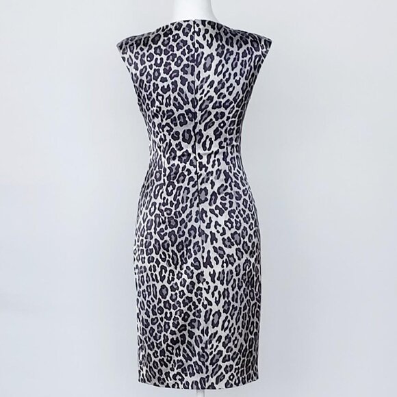 Cache Women's Leopard Animal Print Dress - Size 0 Silver/Black - Picture 3 of 12